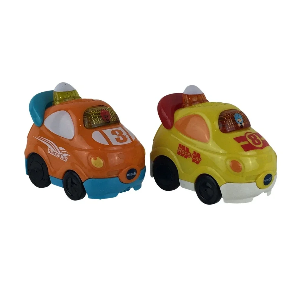 VTech Go Go Smart Wheels Race Car Lot of 2 Orange Yellow Lights Sounds Tested‎